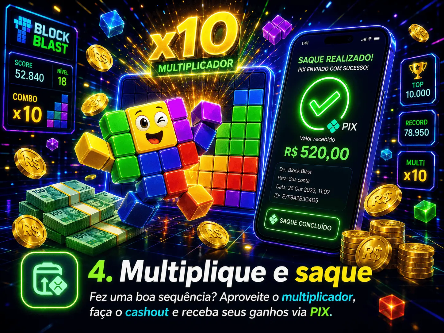 4. Multiplique e Saque
